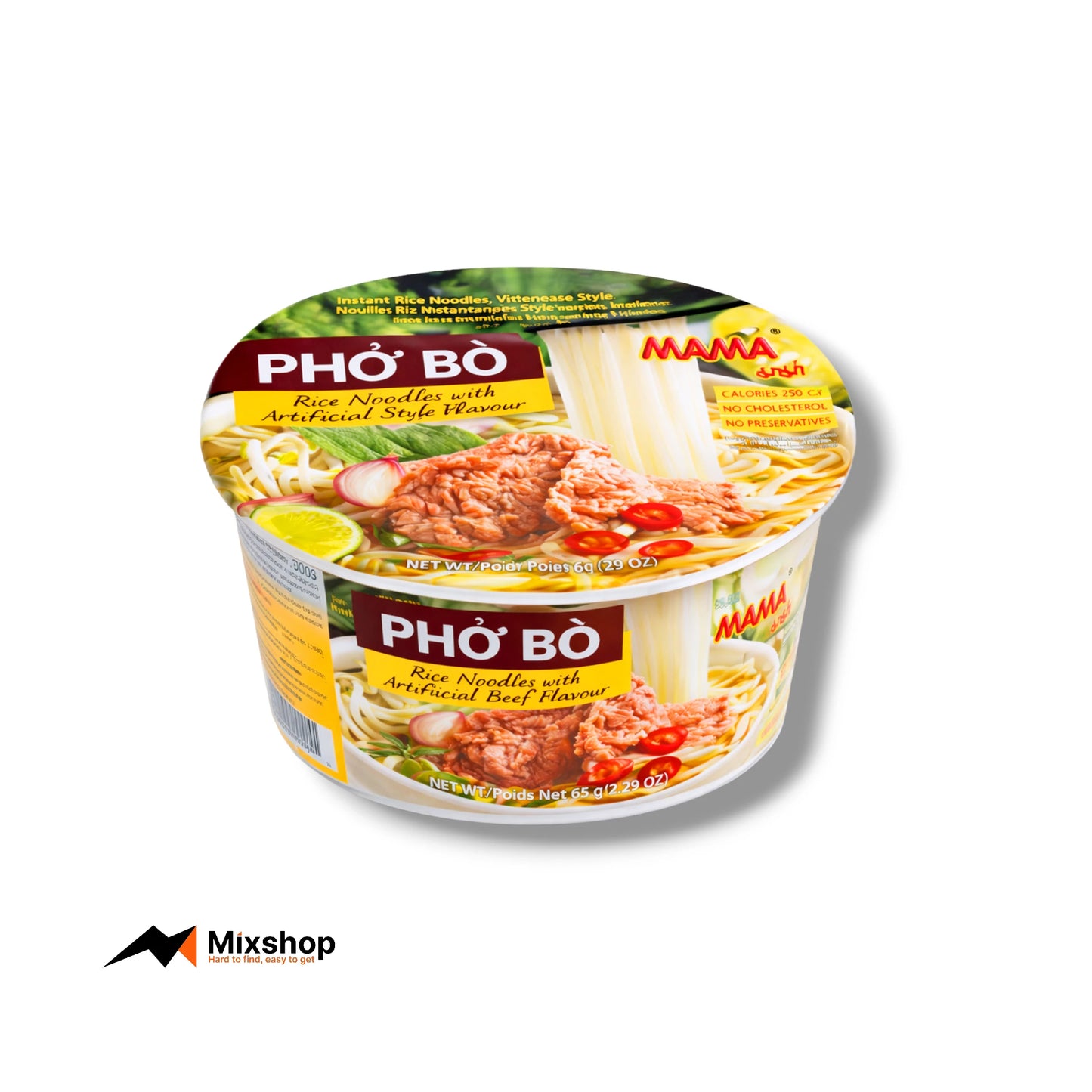 MAMA Pho Bo Rice Noodles Beef Flavour 65g Product Image