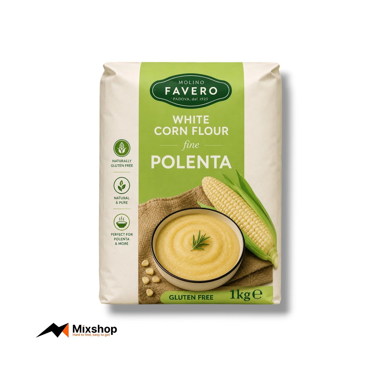Molino Favero White Corn Flour Fine Polenta 1kg Product Image