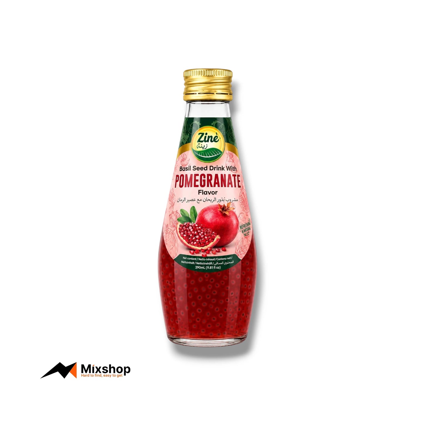 Ziné Basil Seed Drink Pomegranate 290ml Product Image