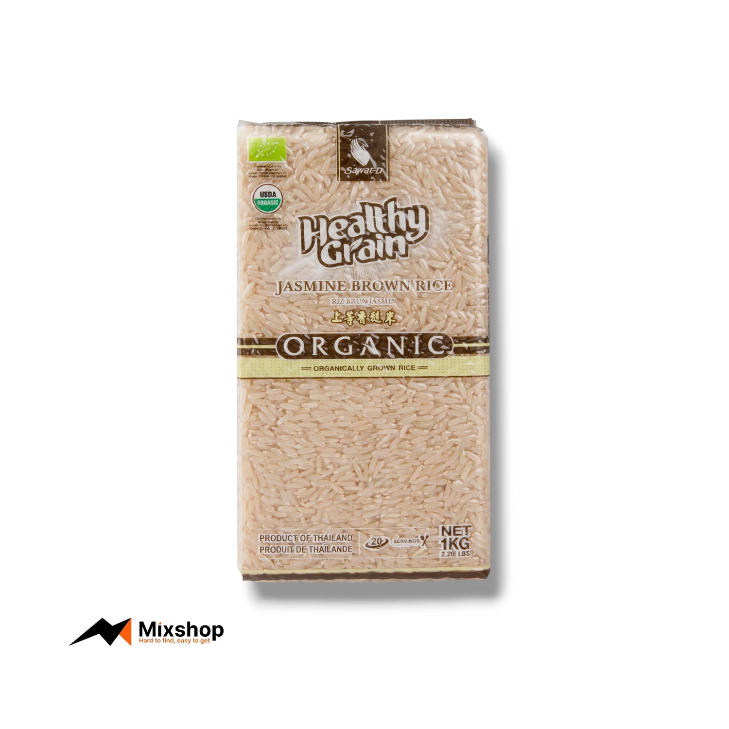 Healthy Grain Organic Jasmine Brown Rice 1kg Product Image