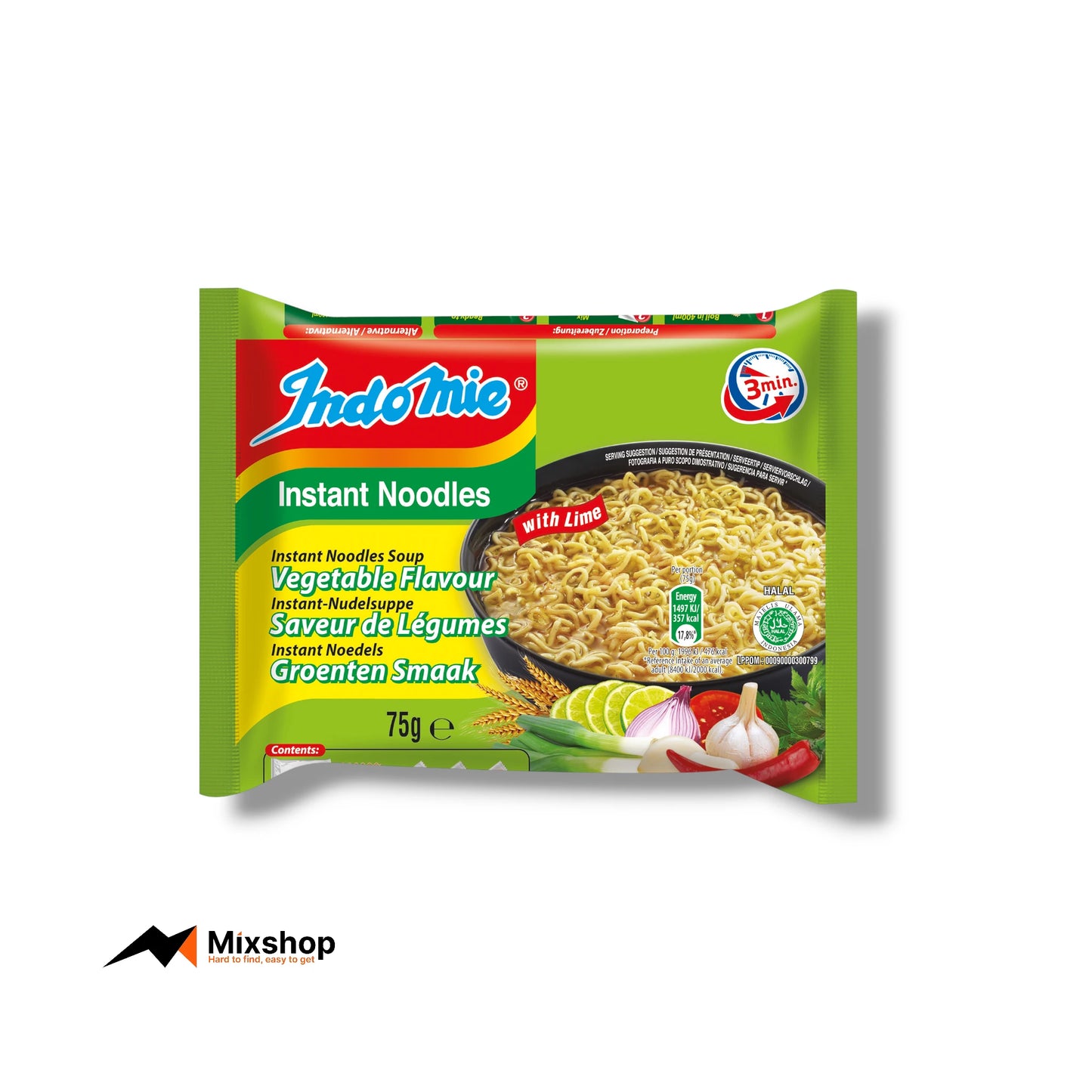 Indomie Instant Noodles Vegetable Flavour with Lime 75g Product Image