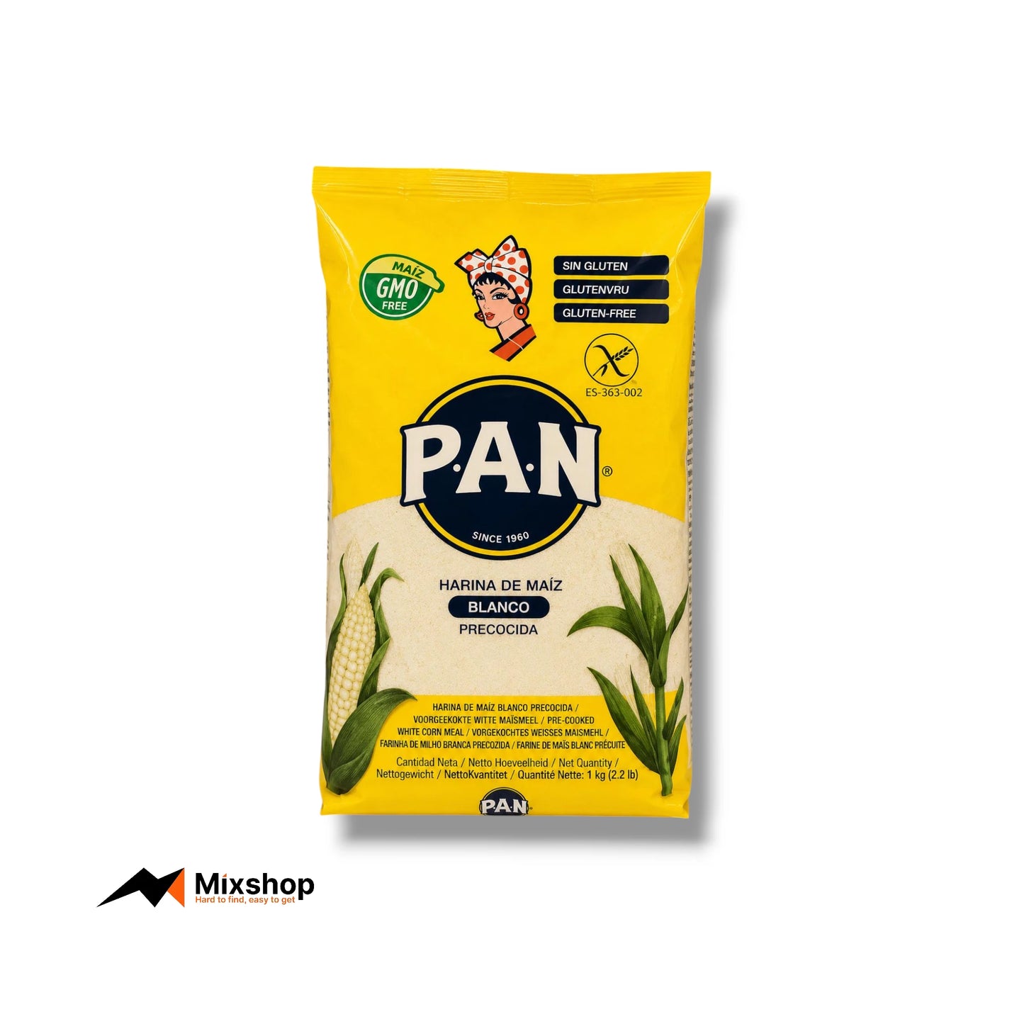 P.A.N. Harina de Maiz Blanco Precooked White Corn Meal 1kg Product Image